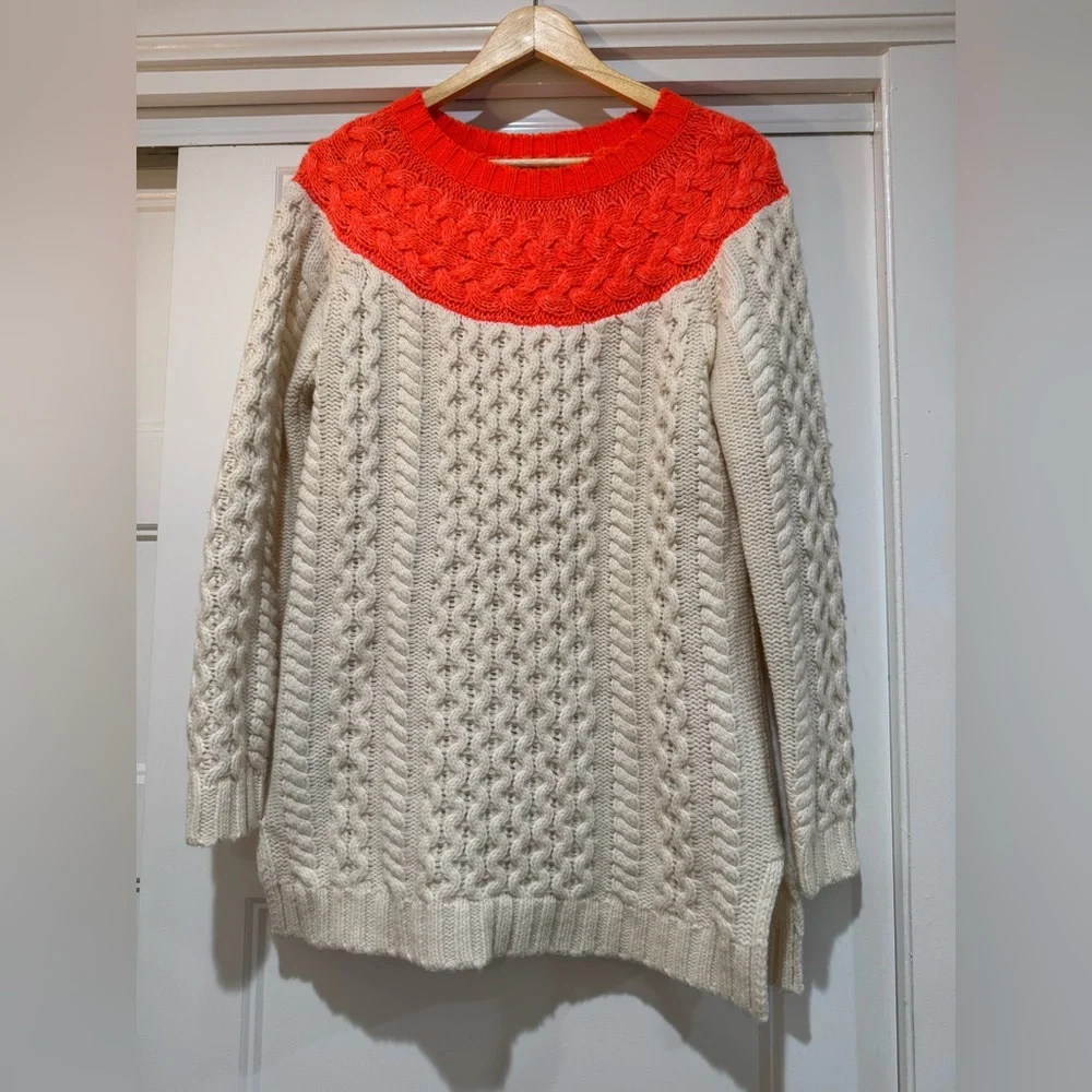Boden Cable Knit Tunic Fisherman Sweater